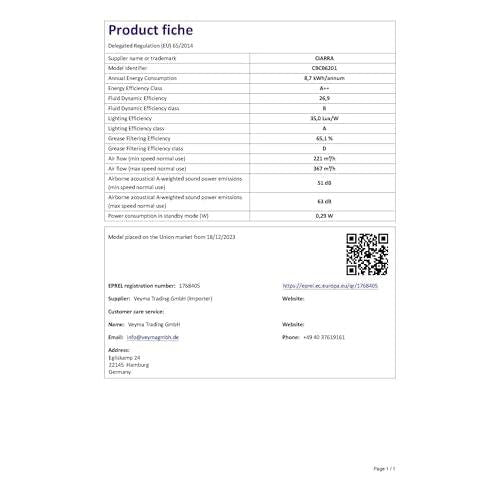 CIARRA Cooker Hood 60cm CBCB6201 600mm Kitchen Extractor Hood with Carbon Filters Recirculating&Ducting Wall Mounted Cooker Extractor Fan Black