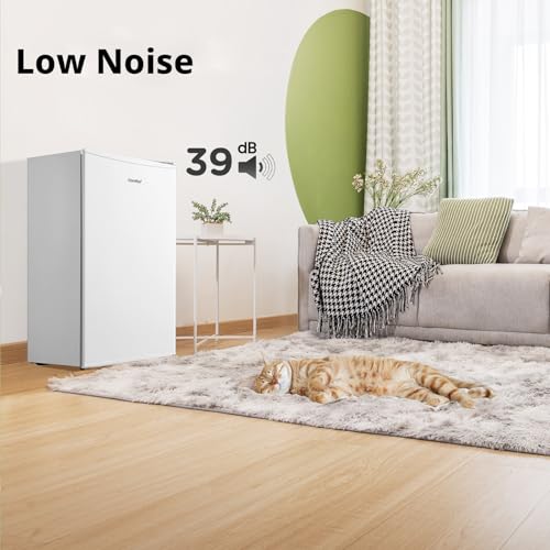 COMFEE' RCD80WH3UK(E) 80L Under Counter Fridge with 4 Star Ice Box, Inverter Compressor, Quiet 39dB, LED Light, Reversible Door, Adjustable Temperature Control, White