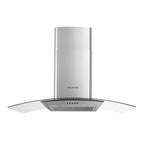 Russell Hobbs 90cm Curved Glass Cooker Hood in Stainless Steel with 3 Speed Settings, 1 x Carbon Filter, Extraction or Recirculation, 500m³/h Extraction Rate, A+ Energy Rating, RH90GCH92A1SS