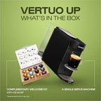 Nespresso Vertuo Up Coffee Pod Machine – One touch, Fast start, Precision brewing, 7 Cup Sizes, Premium Experience, Starter pod Set Included, Ink Black, by Krups - XN9404G0