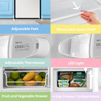 COMFEE' RCD80WH3UK(E) 80L Under Counter Fridge with 4 Star Ice Box, Inverter Compressor, Quiet 39dB, LED Light, Reversible Door, Adjustable Temperature Control, White