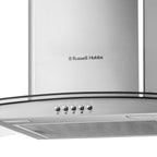 Russell Hobbs 90cm Curved Glass Cooker Hood in Stainless Steel with 3 Speed Settings, 1 x Carbon Filter, Extraction or Recirculation, 500m³/h Extraction Rate, A+ Energy Rating, RH90GCH92A1SS