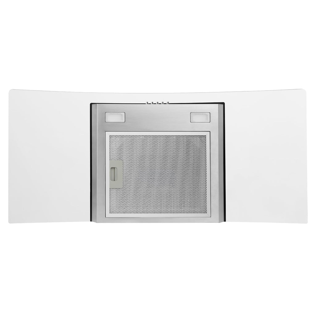 Russell Hobbs 90cm Curved Glass Cooker Hood in Stainless Steel with 3 Speed Settings, 1 x Carbon Filter, Extraction or Recirculation, 500m³/h Extraction Rate, A+ Energy Rating, RH90GCH92A1SS