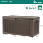YITAHOME 303L Garden Outdoor Storage Box, HDPE Resin Deck Box with Lockable Lid & Side Handles, Waterproof Storage Bench for Patio Furniture, Cushions, Pool Gear & Garden Tools, Brown