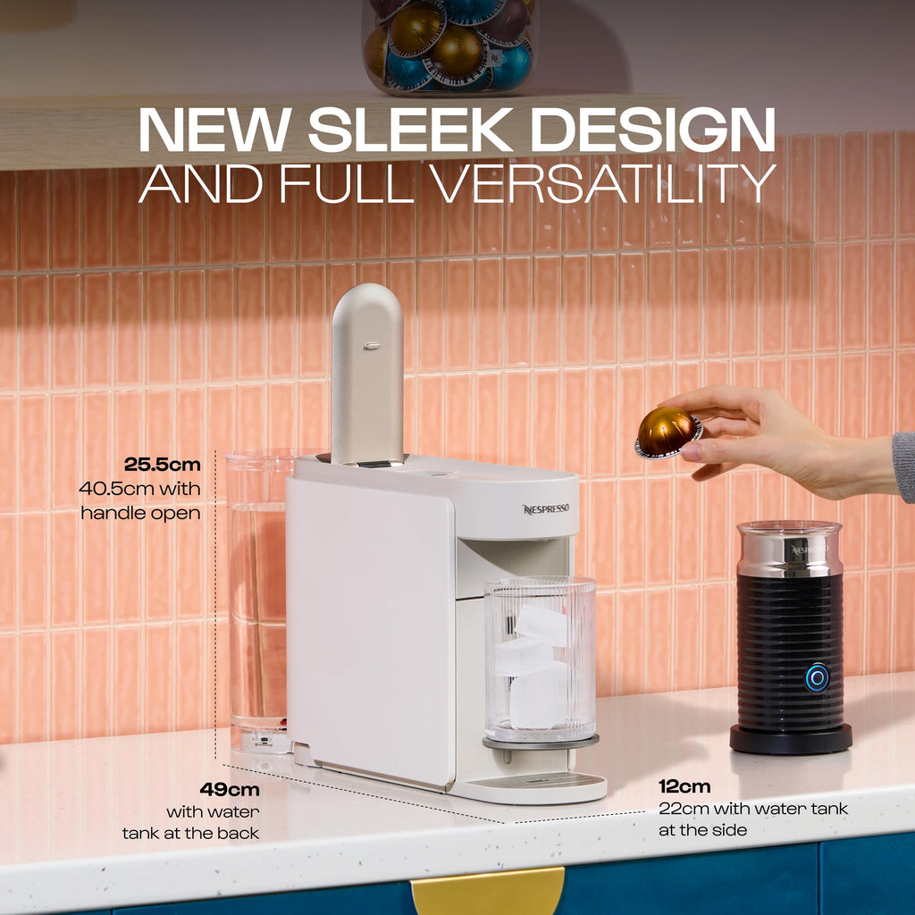 Nespresso Vertuo Up by De'Longhi, Coffee Pod Machine with Precision brewing, Fast Heat-Up, Compact Design, Make Espresso, Americano, latte and perfect for over ice coffee, White (ENV200.W)