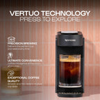 Nespresso Vertuo Up Coffee Pod Machine – One touch, Fast start, Precision brewing, 7 Cup Sizes, Premium Experience, Starter pod Set Included, Ink Black, by Krups - XN9404G0